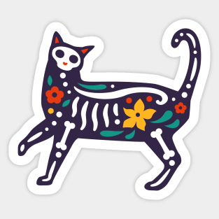 Colorful Day of the Dead Cat | Dia de los Muertos Gato Sticker